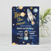 Invitation L'astronaute planétaire Deux La Lune 2e Anniversai (Debout devant)