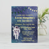 Invitation L'astronaute Space Stars Galaxy Anniversaire (Debout devant)