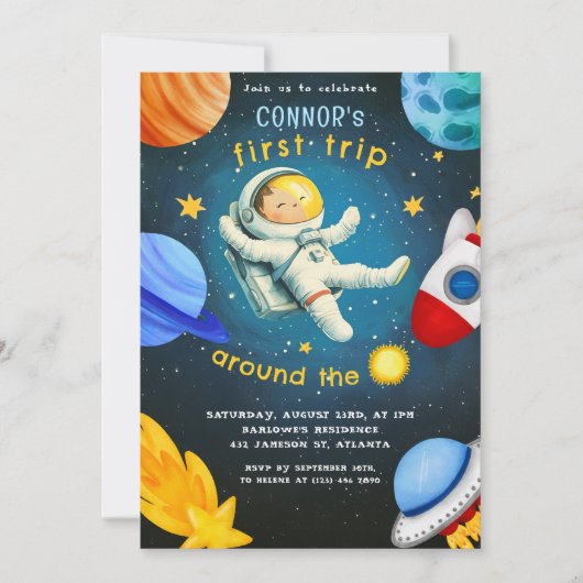 Invitation L'astronaute spatial Rocket Ship Planet Anniversai (Devant)