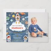 Invitation L'astronaute spatiale à tout âge Photo de fête d'a (Devant)