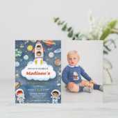 Invitation L'astronaute spatiale à tout âge Photo de fête d'a (Debout devant)