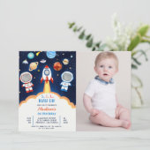 Invitation L'astronaute spatiale à tout âge Photo de fête d'a (Debout devant)