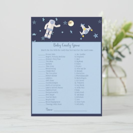 Invitation L'astronaute spatiale Baby Candy Game (Debout devant)