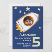 Invitation L'astronaute spatiale Boy Cute Photo Anniversaire (Devant)