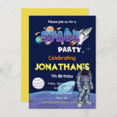 Invitation L'astronaute spatiale Boys fête d'anniversaire (Devant / Derrière)