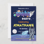 Invitation L'astronaute spatiale Boys fête d'anniversaire (Devant)