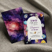 Invitation L'astronaute spatiale Deux La Lune Deuxième Annive