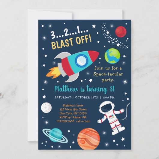 Invitation L'astronaute spatiale explose à l'aube (Devant)