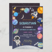 Invitation L'astronaute spatiale n'importe quel âge Anniversa (Devant / Derrière)