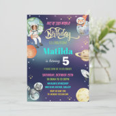 Invitation L'astronaute spatiale Planète une fille photo d'an (Debout devant)