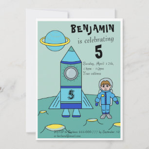 Invitation L'astronaute sur le Parti Anniversaire de enfant d