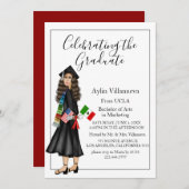 Invitation Latina avec drapeaux et diplôme de l'université (Devant / Derrière)