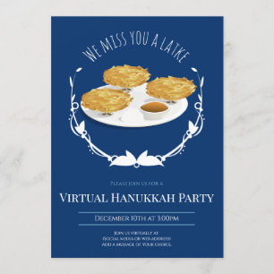 Invitation Latkes de sourire bleu blanc Parti Hanoukka virtue