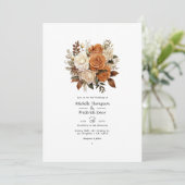 Invitation Latte Brown au Mariage de automne Floral Caramel (Debout devant)