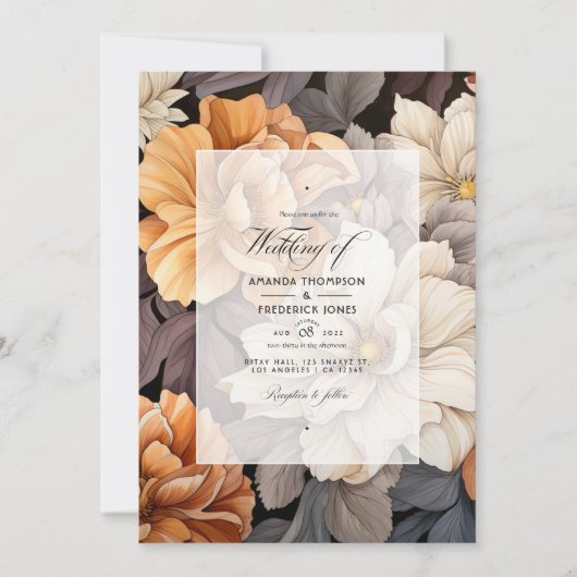 Invitation Latte Brown au Mariage de automne Floral Caramel (Devant)