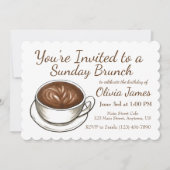 Invitation Latte Café Anniversaire Mariage Réception Déjeuner (Devant)