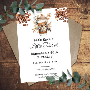 Invitation Latte Fun Coffee 60e anniversaire adulte modifiabl