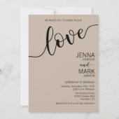 Invitation Latte Mocha Black Love Script Minimalist Wedding (Devant)