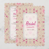 Invitation Latte Rose Stars Motif de douche nuptiale Invitati (Devant / Derrière)