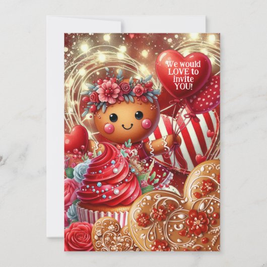 Invitation Lattice & dentelle Saint Valentin Gingerbread Part (Devant)