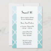 Invitation Latticework bleu, Ombre, Quatrefoil, Sweet 16 (Devant)