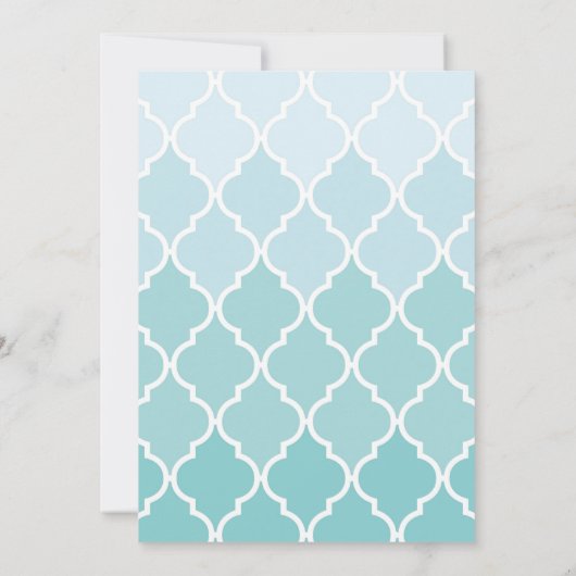 Invitation Latticework bleu, Ombre, Quatrefoil, Sweet 16 (Dos)