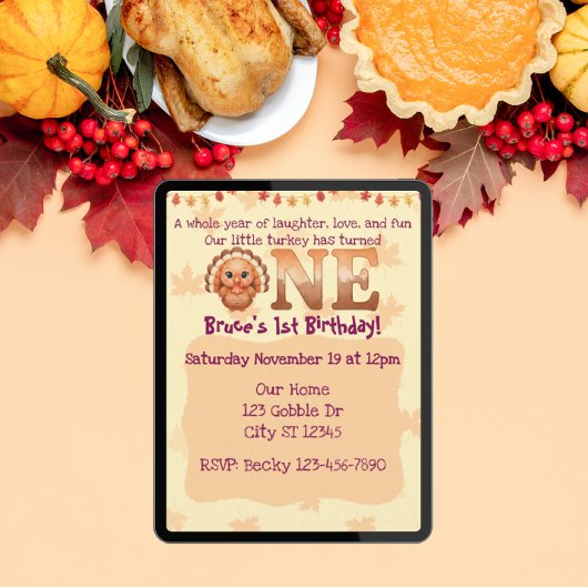 Invitation Laughter, Love, Fun, Little Turkey ONE birthday