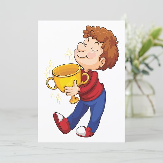 Invitation Lauréat du prix Trophée d'or de Boy Holding