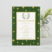 Invitation Laurel couronne feuille d'or mariage douche couple (Debout devant)