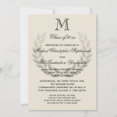 Invitation Laurel Crest Monogram Classic College Graduation (Devant)