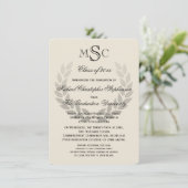 Invitation Laurel Crest Monogram Classic College Graduation (Debout devant)