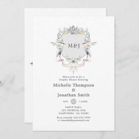 Invitation Laurel Crest Monogram Lakeside Couples Douche (Devant / Derrière)