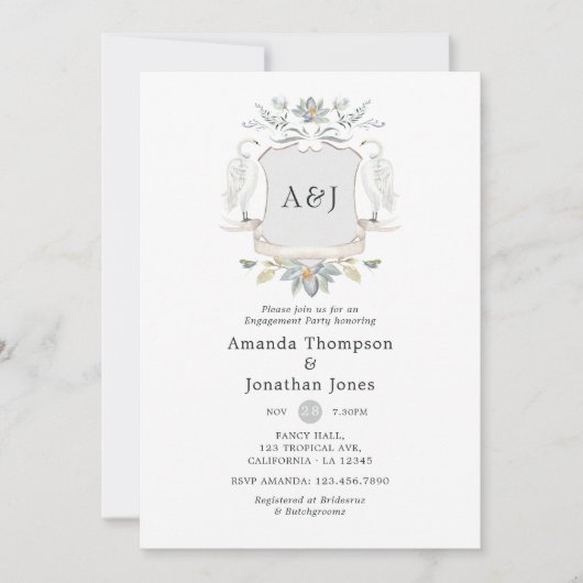 Invitation Laurel Crest Monogramme Lakeside (Devant)