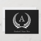 Invitation Laurel Formel Monogramme Noir/Blanc (Devant)