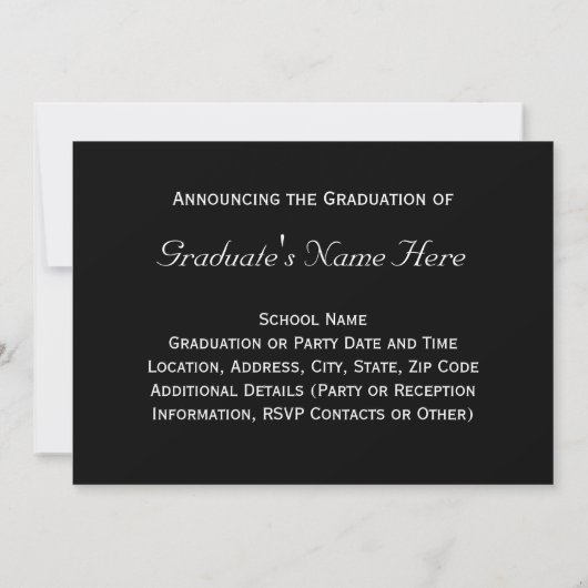 Invitation Laurel Formel Monogramme Noir/Blanc (Dos)