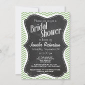 Invitation Laurel Green Chevron Stripes; Chalkboard look (Devant)