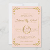 Invitation Laurel Leaf Typographie moderne Blush Gold Mariage (Devant)