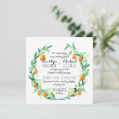 Invitation Laurel Wreath Kumquat Leaf Branch Modern Carré (Debout devant)