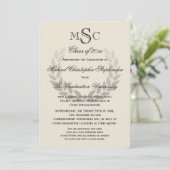 Invitation Laurel Wreath Monogram Classic College Graduation (Debout devant)