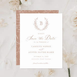 Invitation Laurel Wreath Monogram Crest Wedding Enregistrer l