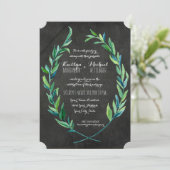 Invitation Laurel Wreath Olive Leaf Branche Chalboard Moderne (Debout devant)