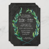 Invitation Laurel Wreath Olive Leaf Branche Chalboard Moderne (Devant / Derrière)