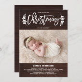 Invitation Laurel Wreath Rustic Wood Photo Christine (Devant / Derrière)