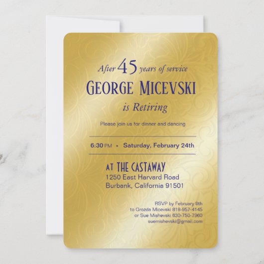 Invitation Lauren4 Elegant Glamor Retraite Embossée Parti (Dos)
