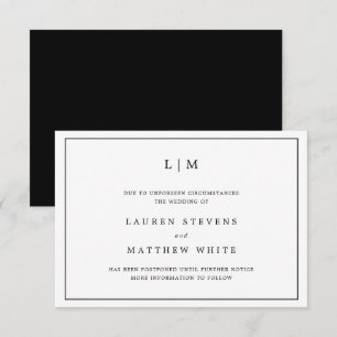 Invitation Lauren Noir et Blanc Monogramme Mariage élégant