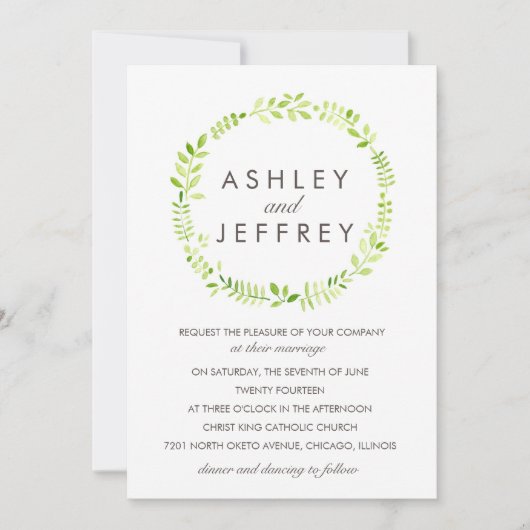 Invitation Laurier d'aquarelle (Devant)