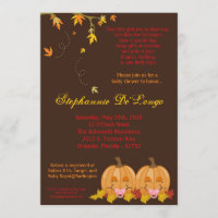 l'automne 5x7 laisse l'invitation JUMELLE de baby