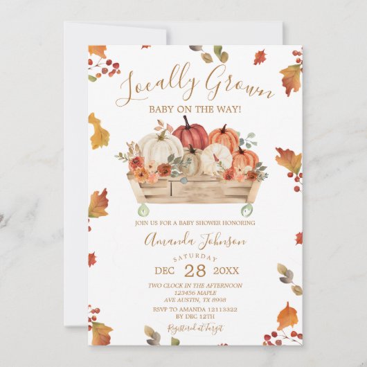 Invitation L'automne cultivé localement quitte le Baby shower (Devant)