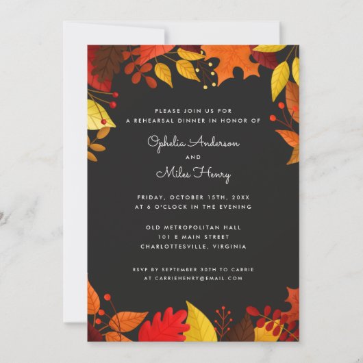Invitation L'automne de Gouache part pour un dîner de répétit (Devant)