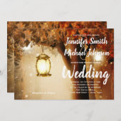 Invitation L'automne de l'arbre rustique en chêne laisse des  (Devant / Derrière)